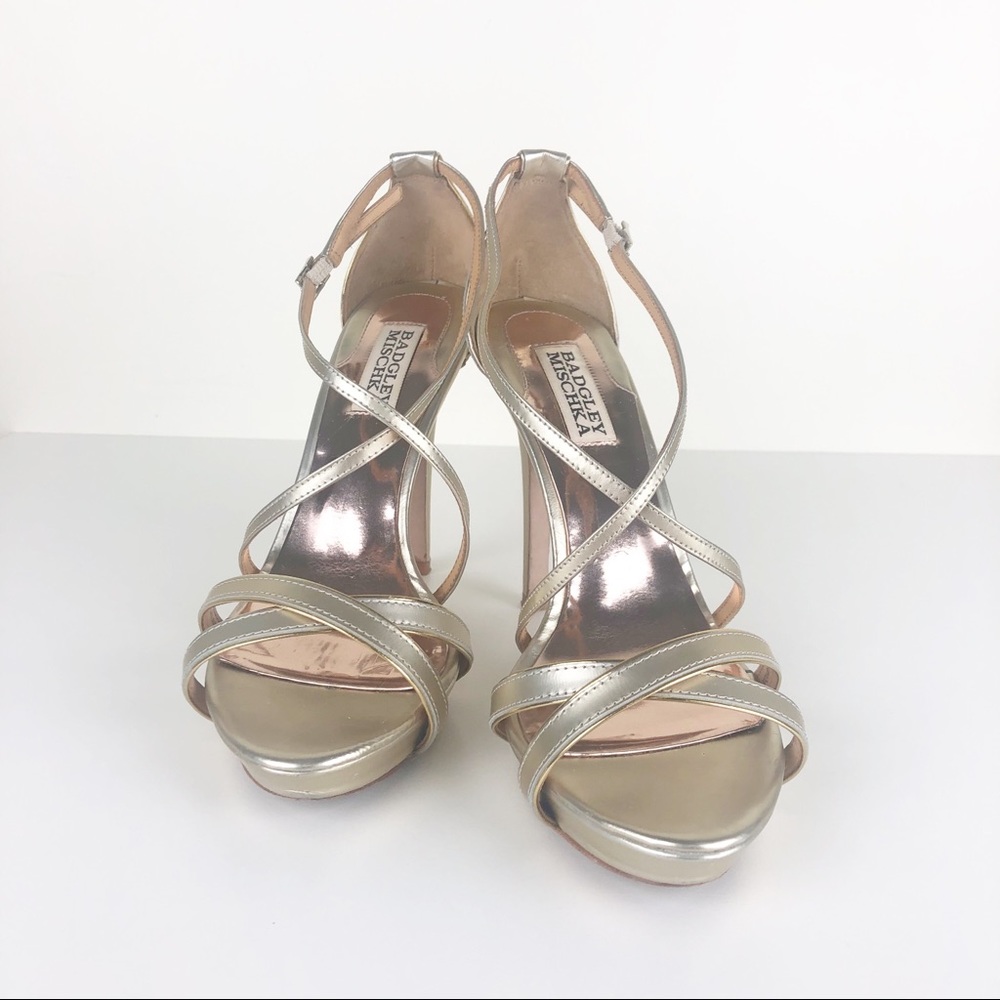 Badgley Mischka Gold Strap Heels